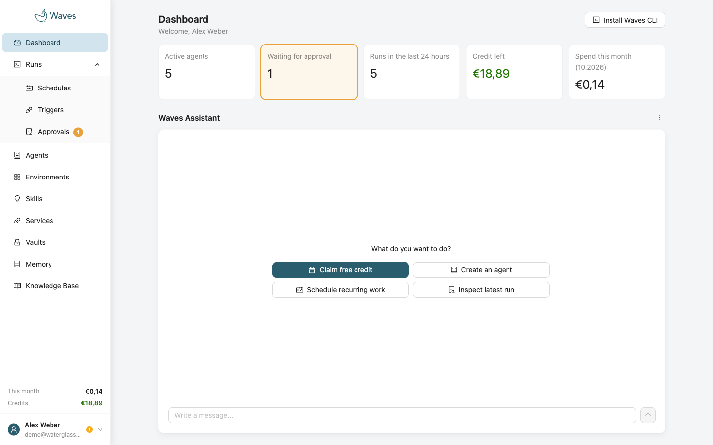 The Dashboard page