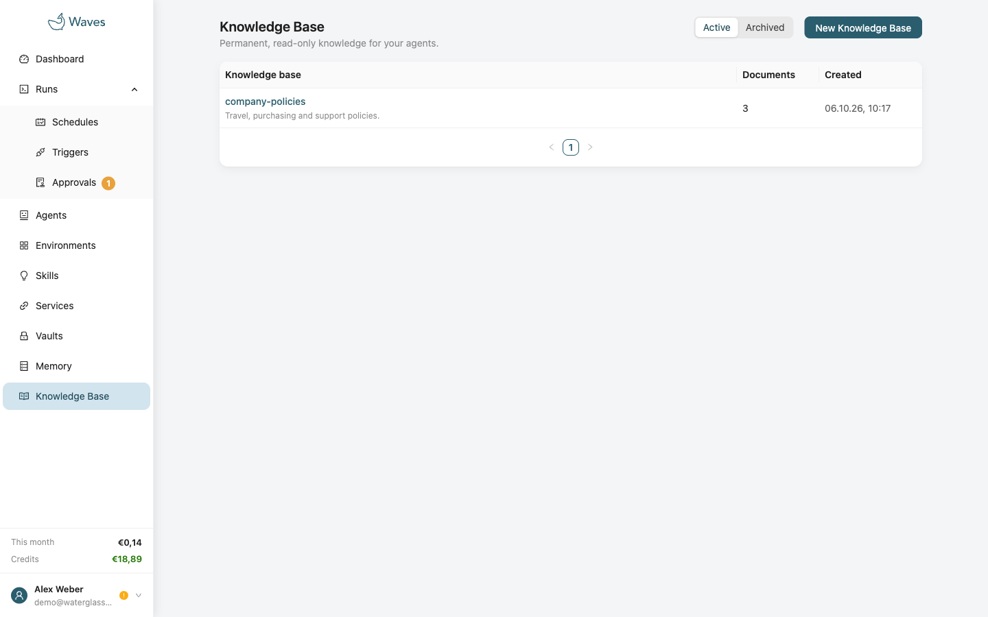 The Knowledge Base page