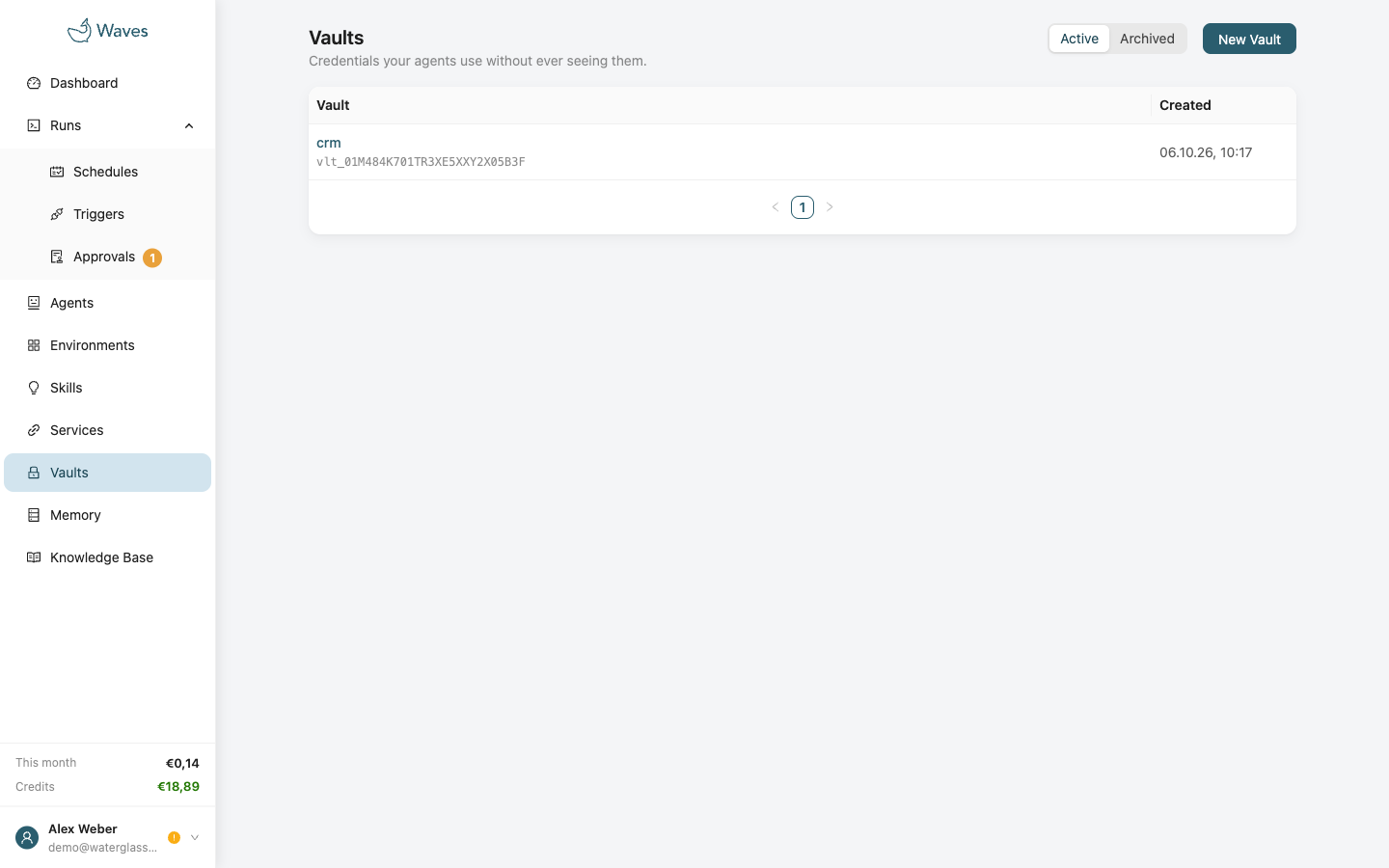 The Vaults page